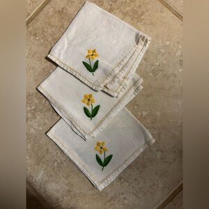 Floral Embroidered Tea Napkin/ Handkerchief